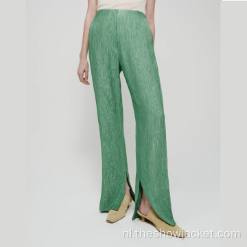 2021 Vintage Green Little Slit Women&#39;s Pants